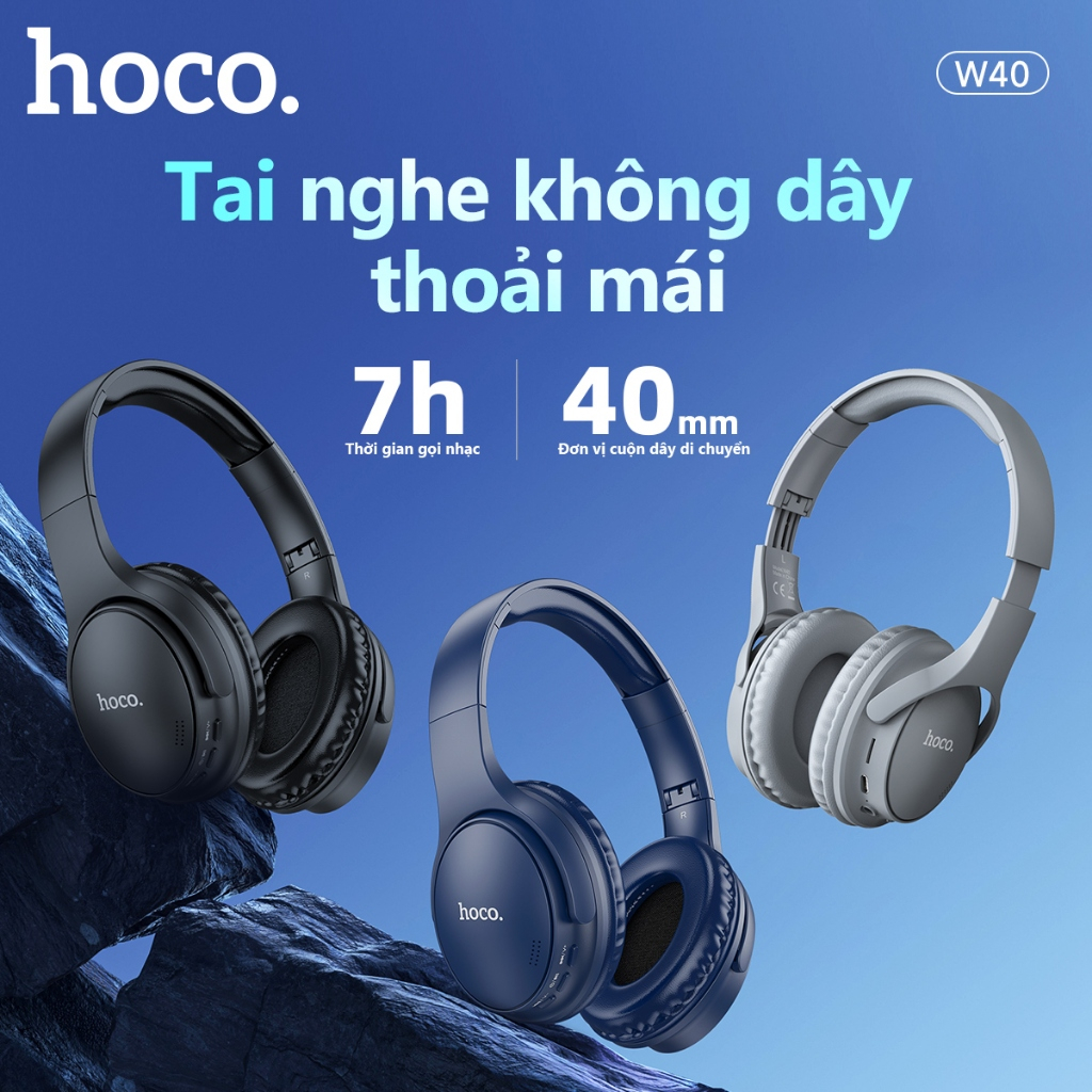 Tai nghe BLUETOOTH 5.3 Hoco, Headphone thời trang, siêu êm Smartcom phân phối - W40 | BigBuy360 - bigbuy360.vn