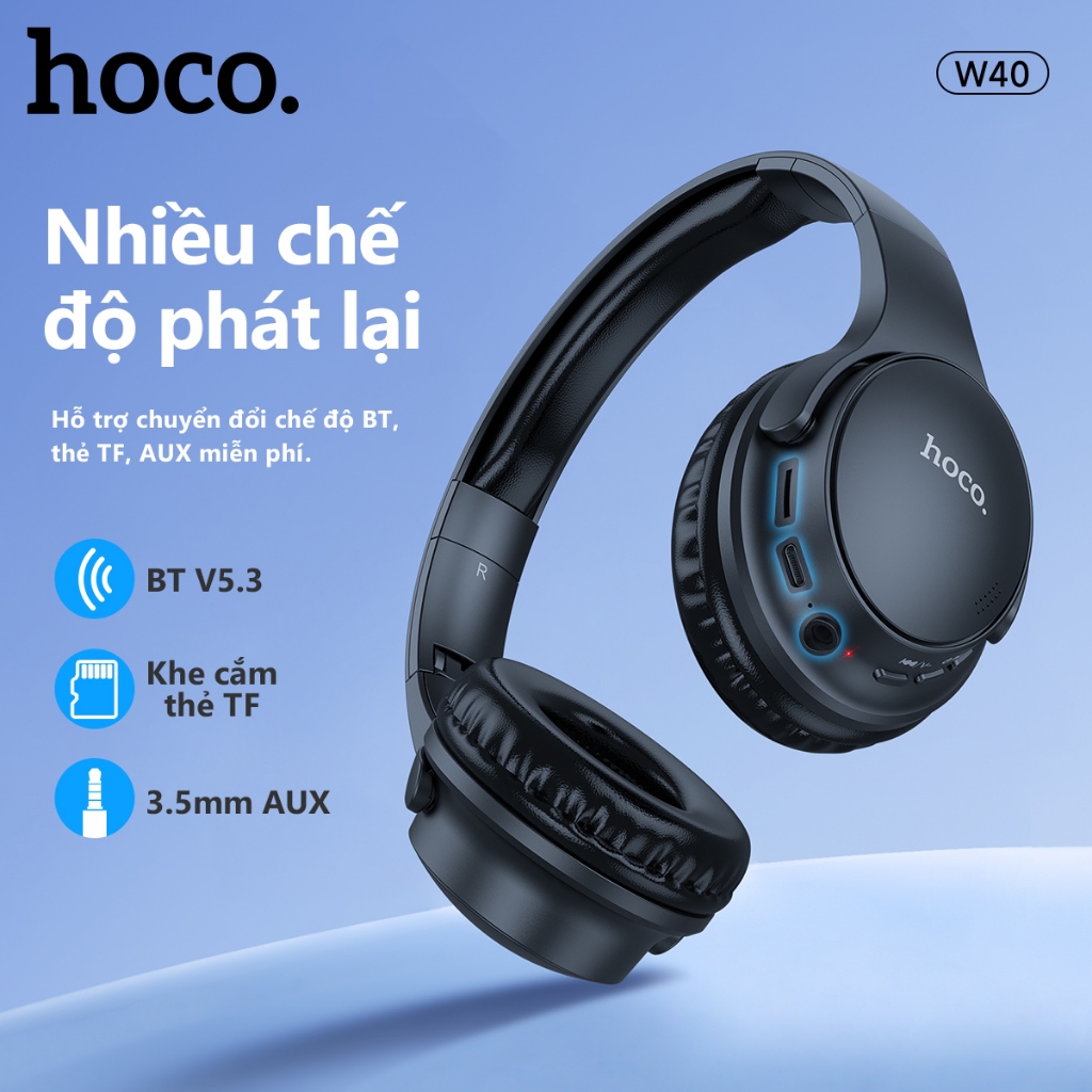 Tai nghe BLUETOOTH 5.3 Hoco, Headphone thời trang, siêu êm Smartcom phân phối - W40 | BigBuy360 - bigbuy360.vn