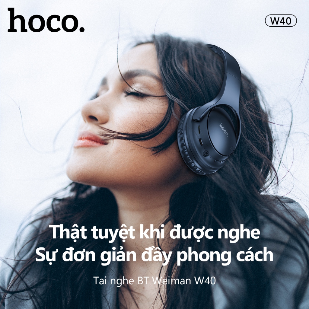 Tai nghe BLUETOOTH 5.3 Hoco, Headphone thời trang, siêu êm Smartcom phân phối - W40 | BigBuy360 - bigbuy360.vn