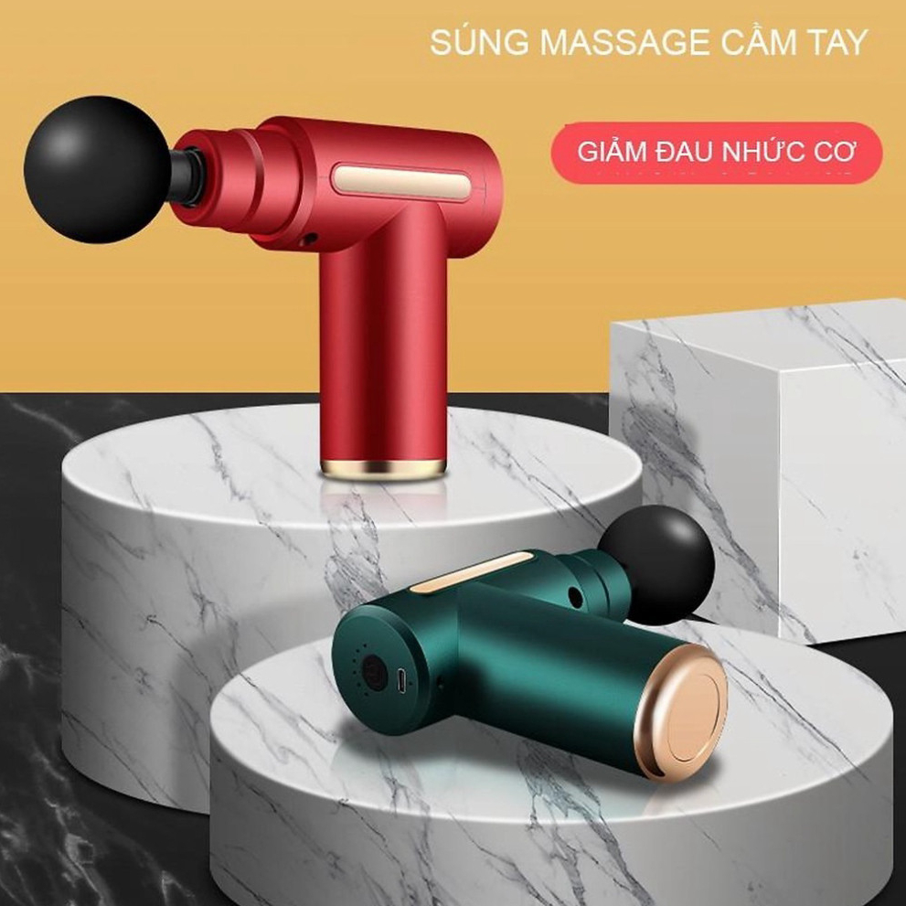 Máy Mát Xa Cầm Tay DIDOOGLT - Súng massage mini Với 4 Đầu Thay Thế 6 Cấp Độ, Đấm Lưng, Cổ Vai Gáy Cao Cấp