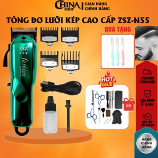 Tông đơ cắt tóc ZSZ N55 màu tím - xanh lưỡi kép cao cấp dành cho thợ tóc chuyên nghiệp