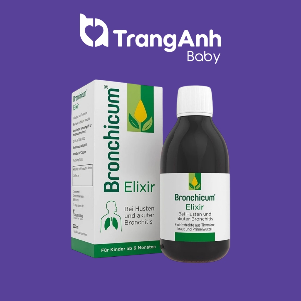 Siro ho, long đờm BRONCHICUM ELIXIR Đức cho bé từ 6 tháng