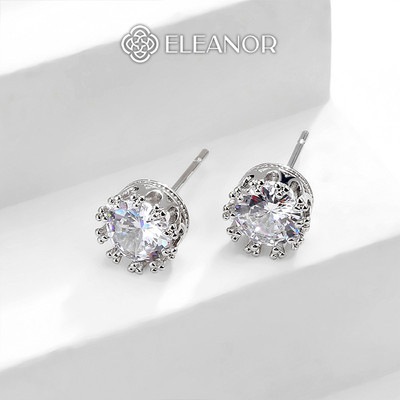 Bông tai nữ chuôi bạc 925 Eleanor Accessories nụ đính đá khuyên tai basic phụ kiện trang sức 8406