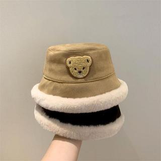  Mũ bucket lót lông mềm mịn hình gấu cho bé trai và bé gái 0 tháng- 2 tuổi 