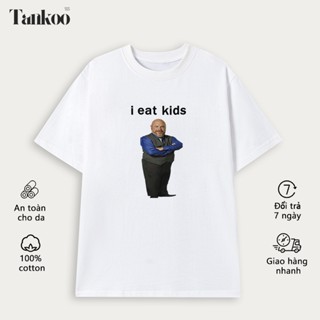 TANKOO áo thun in nam nữ chất liệu cotton cực đẹp-Áo thun Tay ngắn In Hình hài hước I EAT KIDS