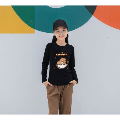 Áo dài tay bé gái cổ tròn in hình Capypara  - Áo thu đông bé gái Loza Kids ON2807