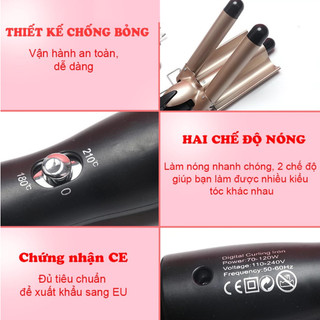 Máy uốn tóc xoăn sóng 3 trục dập sóng nước, máy uống làm tóc đẹp chuẩn salon GM 325