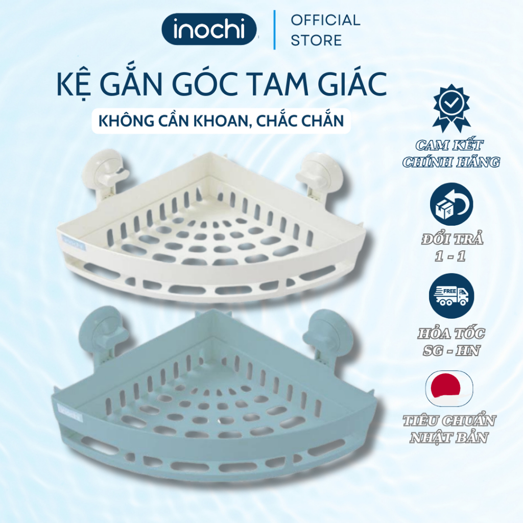 Kệ treo tường để đồ Inochi tam giác dùng cho nhà tắm không khoan dán siêu bền chắc