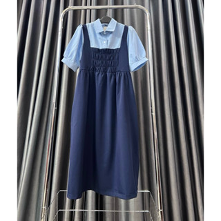 40-95kg Đầm bầu công sở ngắn tay mùa hè - Váy bầu xinh dáng babydoll cổ đức chạy chun