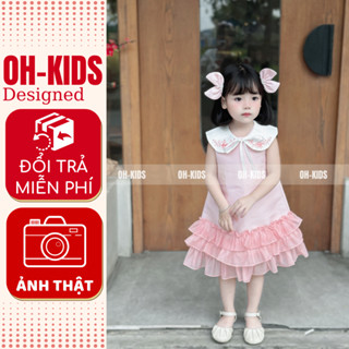 Đầm Công Chúa  gile chân váy xòe 3 tầng màu Hồng OH KIDS Phong Cách Phương Tây Cho Bé Gái 8-23kg