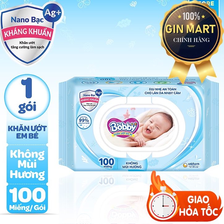 Khăn Ướt BOBBY 100 miếng chính hãng