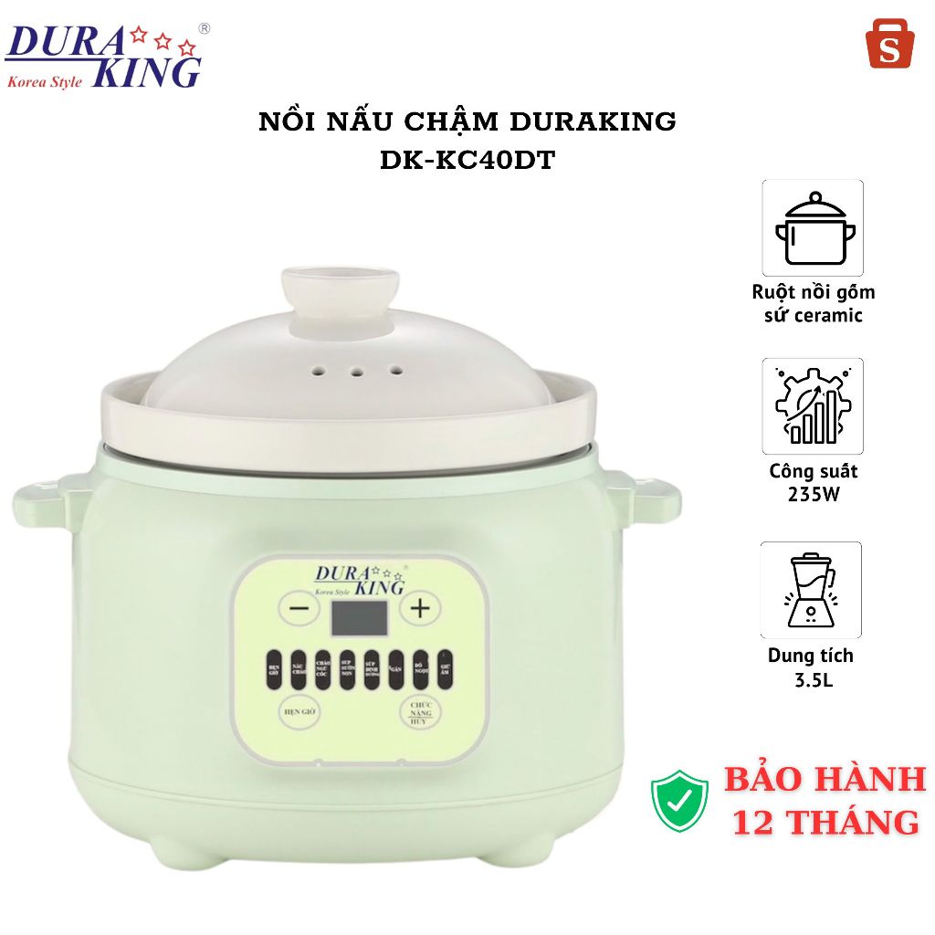 Nồi nấu chậm thương hiệu DURAKING, model DK- KC40ĐT (Size 4.0L)