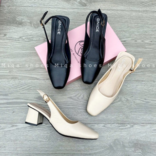 (FORM NHỎ Size 35-42) Giày Sandal cao gót bít mũi vuông sục quai thun gót vuông vững chắc cao 5cm _ Giày bigsize