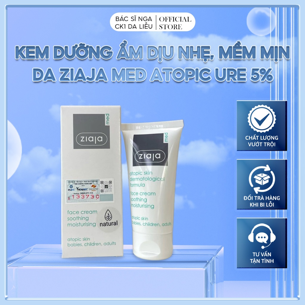 [CHÍNH HÃNG] Kem dưỡng ẩm dịu nhẹ, mềm mịn da Ziaja Med Atopic Ure 5% (Tuýp 50ml)