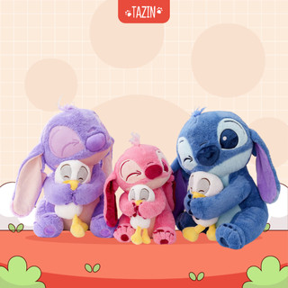 Gấu bông stitch ôm vịt Tazin thú nhồi bông stitch xanh hồng tím mềm mịn cao cấp
