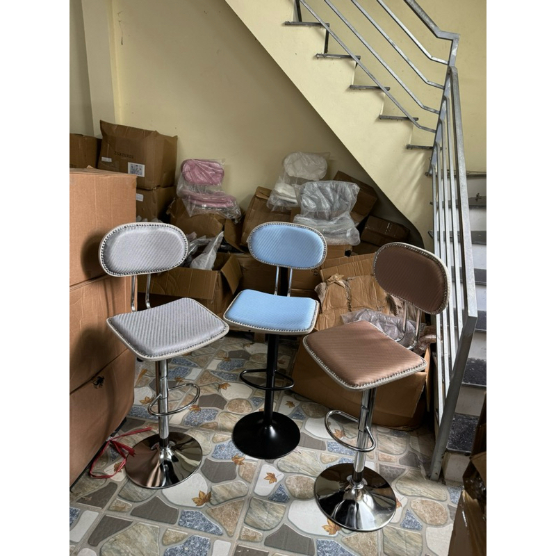 ghế  xoay tựa lưng viền đính đá, spa, nail ( Ghế GB08 )