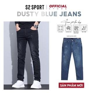 Quần bò jeans nam skinny S2 SPORT xước nhẹ, ống côn co giãn 4 chiều vải denim không bai xù - QJ.02