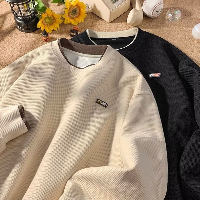 Áo Sweater Unisex Áo Sweater Phối Layer Nam Nữ Form Rộng Chất Tổ Ong Phong Cách Ulzzang