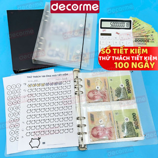 Sổ tiết kiệm 100 ô thử thách chi tiêu khoa học Decorme sổ A5 bìa trơn làm sổ tay kế hoạch chi tiêu