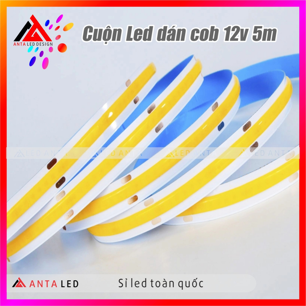 Cuộn led COB 12v 5m siêu sáng, led dán COB