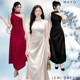   Lewi Dress  Đầm WAYO thiết kế lệch vai lụa Hàn Châu cao cấp nhún eo vạt dây cổ dự tiệc sang chảnh 
