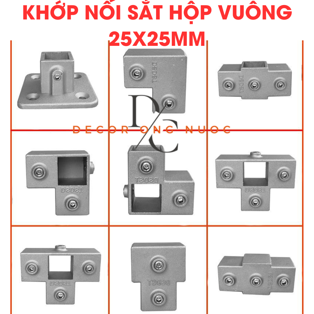 Đầu nối sắt Vuông,Khớp nối sắt hộp vuông 25mmx25mm Khớp Nối Nhanh Decor Ong Nuoc