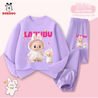 [LABUBU] Bộ dài tay bé gái BOBDOG 2025,set quần áo thu đông chất liệu cotton cao cấp in hình LABUBU cute TW- KS54 cho bé