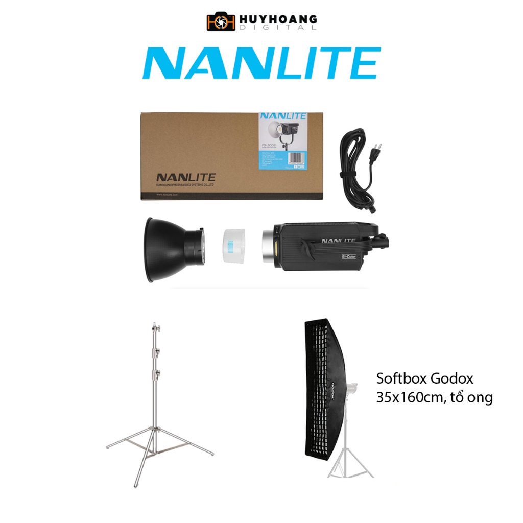 Đèn LED NANLITE FS-300B 2700 - 6500K 300W - Hàng chính hãng - Combo1