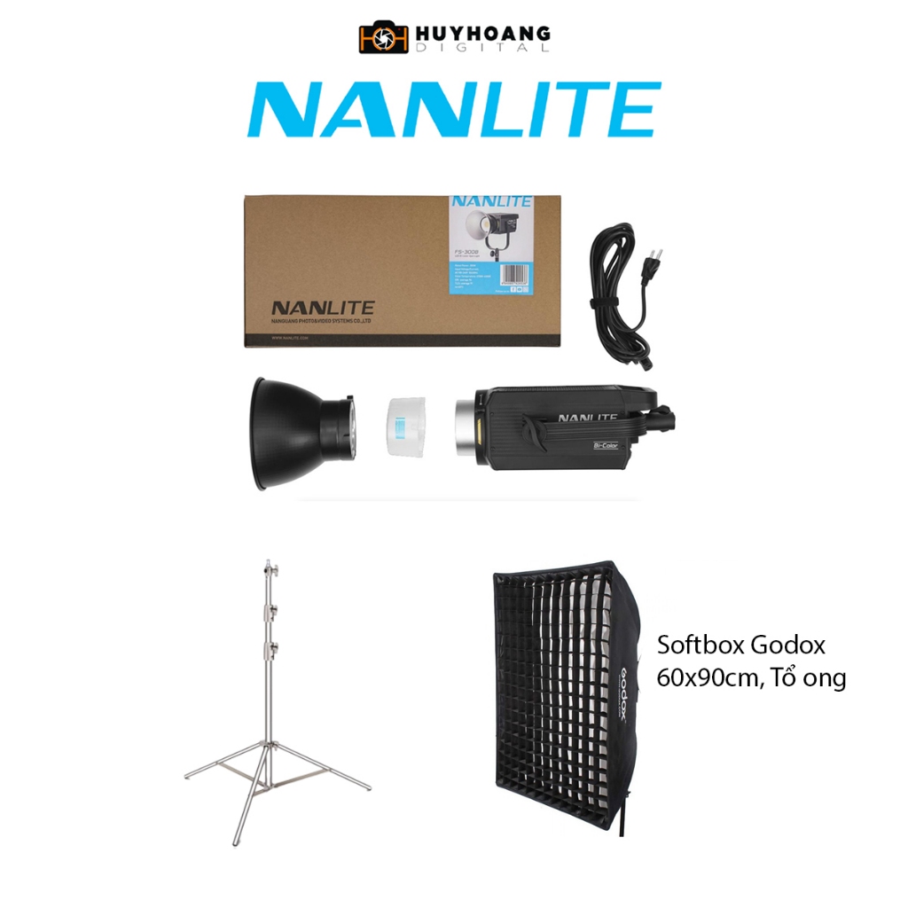 Đèn LED NANLITE FS-300B 2700 - 6500K 300W - Hàng chính hãng - Combo 2