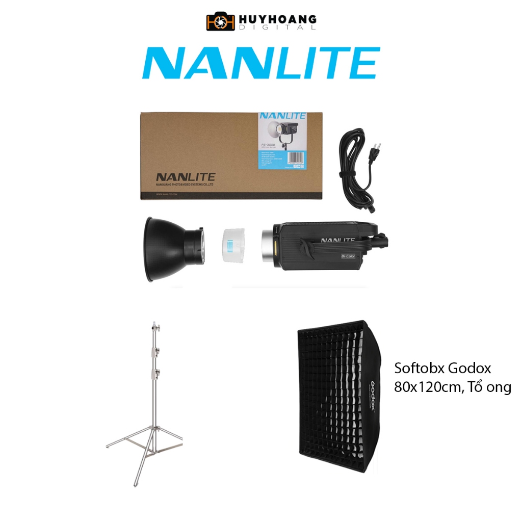Đèn LED NANLITE FS-300B 2700 - 6500K 300W - Hàng chính hãng - Combo 3