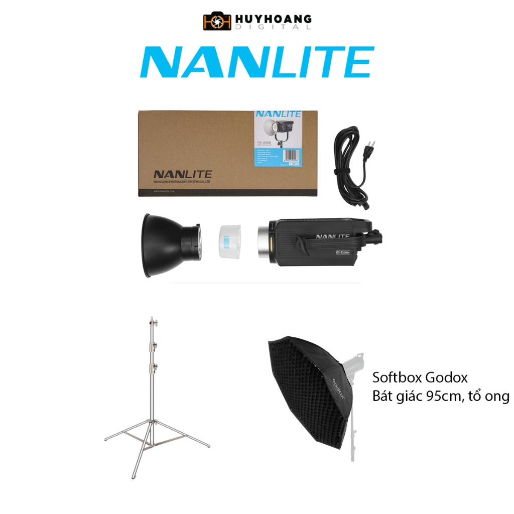 Đèn LED NANLITE FS-300B 2700 - 6500K 300W - Hàng chính hãng - Combo 4