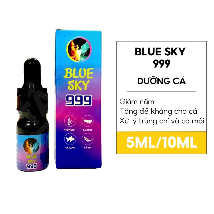 ￼Blue Sky 999 Chuyên Xử Lý Túm Lắc, Nấm Cho Cá Cảnh, Cá Bảy Màu, Cá Koi,...5ml/10ml/chai [BLUE SKY 9