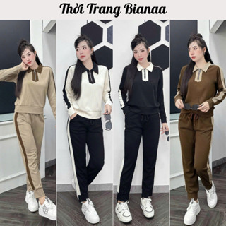 [B03] Set Bộ Đồ Nữ Bianaa Cao Cấp Chất Liệu Len Tăm Áo Polo Nữ Kèm Quần Len Tăm Bo Gấu Trẻ Trung Thanh Lịch