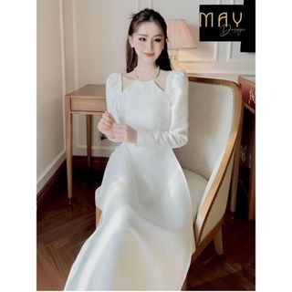 Áo dài cách tân Tết MAY NN6 Màu Trắng Sáng Da – Áo Dài Trắng Sang Trọng Chuẩn MAY