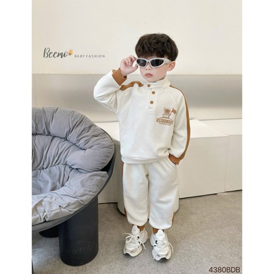 Set bộ nỉ dài tay Beemo in nổi phi hành gia vải nỉ da cá cho bé trai từ 9-24kg 4380BDB