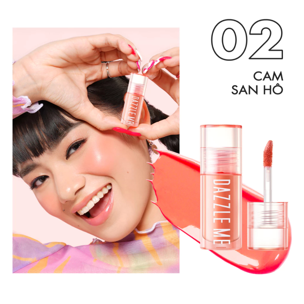 DAZZLE ME Kem Má Hồng Chống Thấm Nước Và Mồ Hôi Ửng Hồng Tự Nhiên Heart-Melt Creamy Liquid Blush