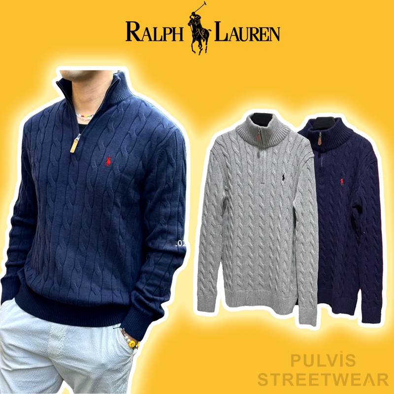 ⚡️[Hight Quality] - Áo Polo Ralph Lauren Wool-Cashmere Cable-Knit Sweater, Áo len nam, Áo len zip sw