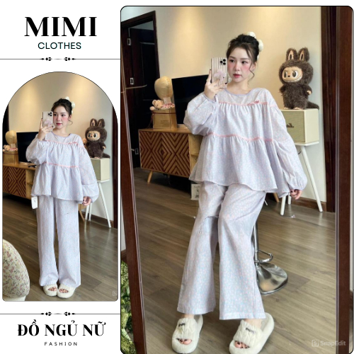 Đồ ngủ nữ pijama bộ mặc nhà dài tay thu đông chất cotton mềm mịn cao cấp MIMI CLOTHES hcom3161