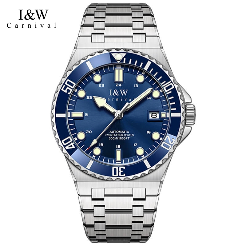 Đồng hồ nam chính hãng I&W Carnival IW726 IW726G 726 726G máy cơ Miyota mặt sapphire nguyên khối