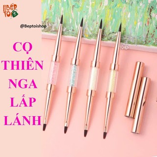[2 đầu cọ] Cọ thiên nga vàng thân bút lấp lánh, Bút vẽ hai đầu chuyên dụng cho tranh số hóa,Bút vẽ nét tranh