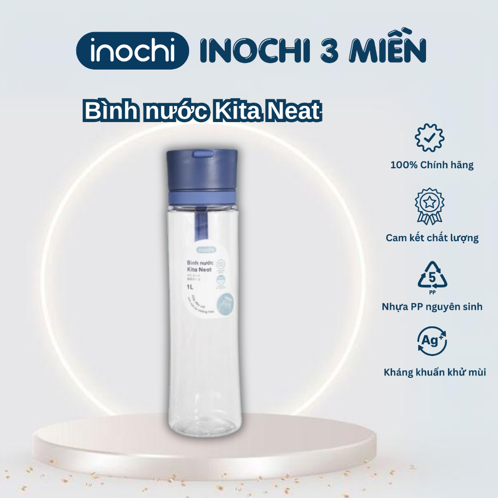 Bình nước Kita Neat cho nữ mang đi làm, tập gym dung tích 1L (thương hiệu Inochi)