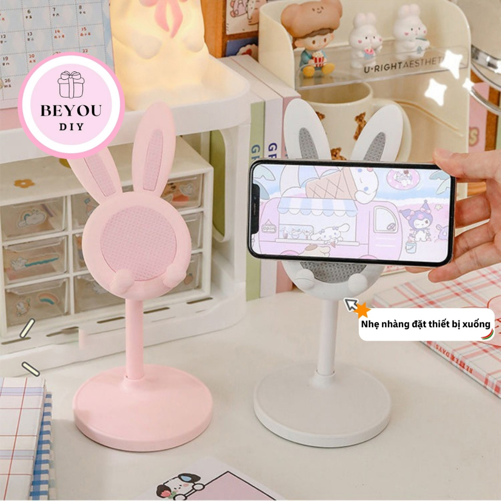 Giá Đỡ Điện Thoại Hình Tai Thỏ Màu Pastel Dễ Thương, Giá Đỡ Điện Thoại Gọn Nhẹ Tiện Lợi