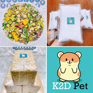Combo TIẾT KIỆM, combo cho người mới nuôi hamster, sóc gồm 3 món: thức ăn, cát tắm, mùn lót chuồng