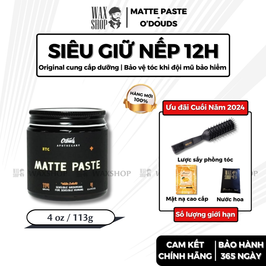 Sáp vuốt tóc nam O'Douds Matte Paste chính hãng gel, wax giữ nếp tóc - Waxshop