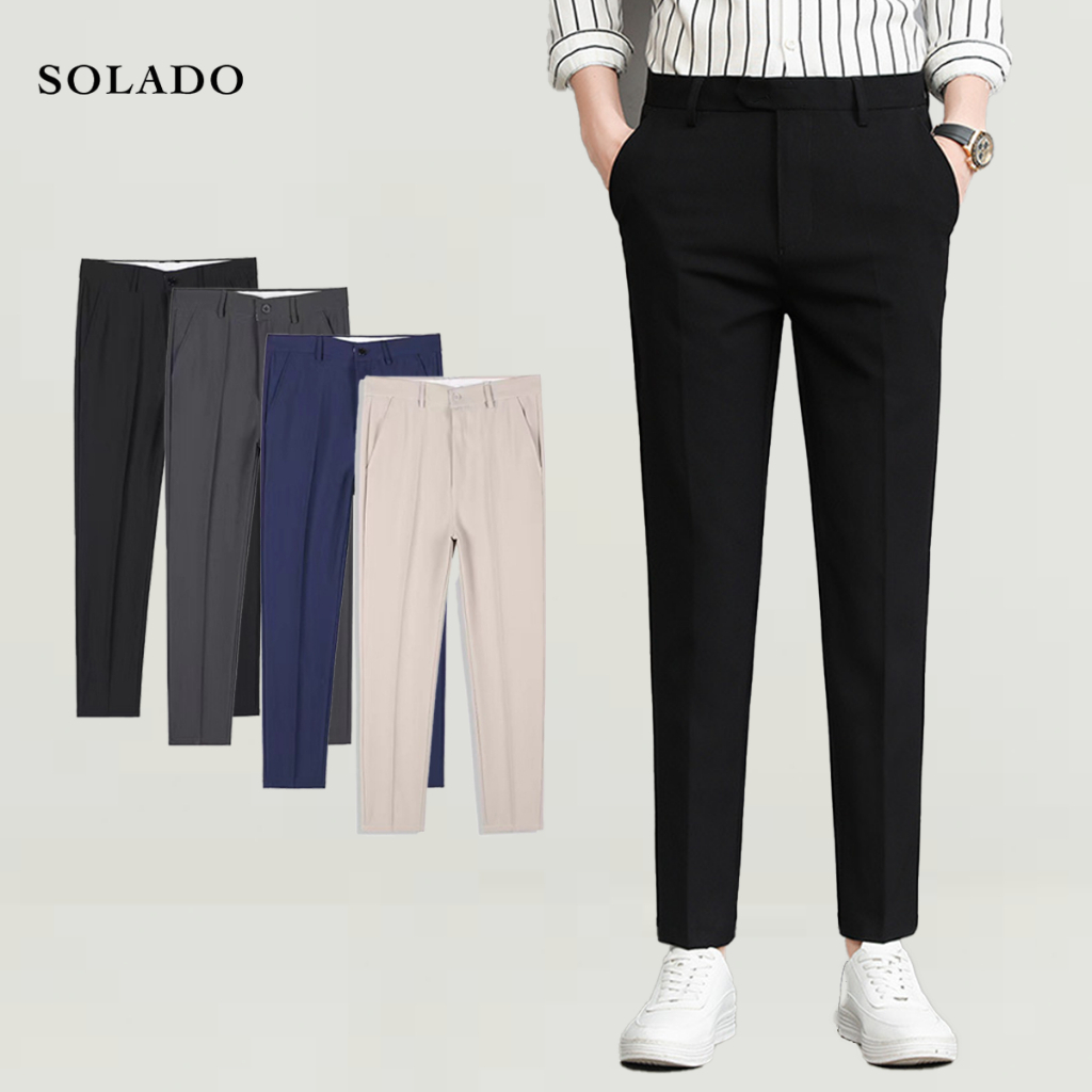 Quần Tây Nam Hàn Quốc SOLADO Ống Côn Công Sở Vải Tuyết Hàn Vải Dày Dặn QA1