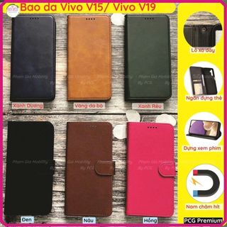 Bao da Vivo V15/ Vivo V19 có ngăn đựng thẻ, chống đỡ xem phim, chất da mịn đẹp, nhiều màu