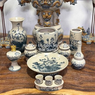 Men Rạn Trơn - Đồ Thờ Cúng - Nghệ Nhân Bát Tràng Chế Tác - Bát hương lư hương - bộ đồ cúng Bát Tràng đồ thờ cao cấp