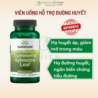 Viên uống dây thìa canh hỗ trợ đường huyết cho người tiểu đường Swanson Gymnema Sylvestre Leaf