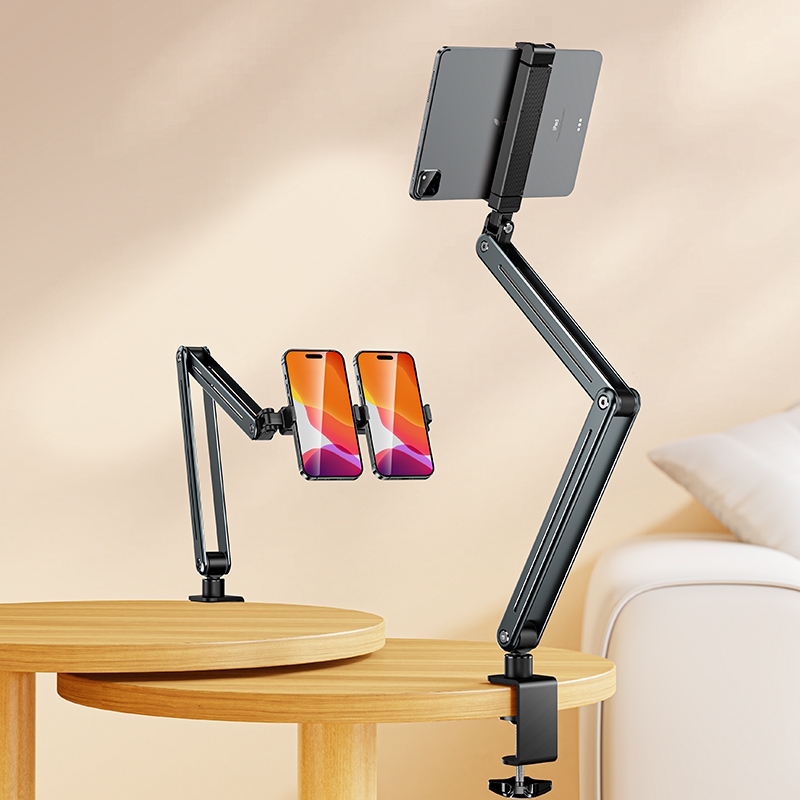 DIGIMIX | Tay Arm nâng điện thoại, iPad máy tính bảng P86 kẹp bàn kẹp 2 điện thoại, máy tính bảng đa