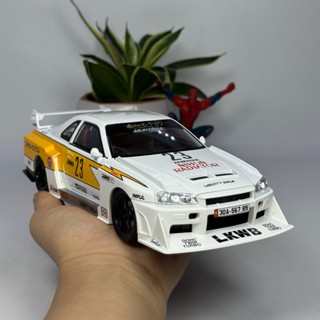 Mô hình xe đua Nissan Skyline R34 Liberty Walk tỷ lệ 1:24 bằng kim loại Full kính cánh cửa Tặng biển số VIP